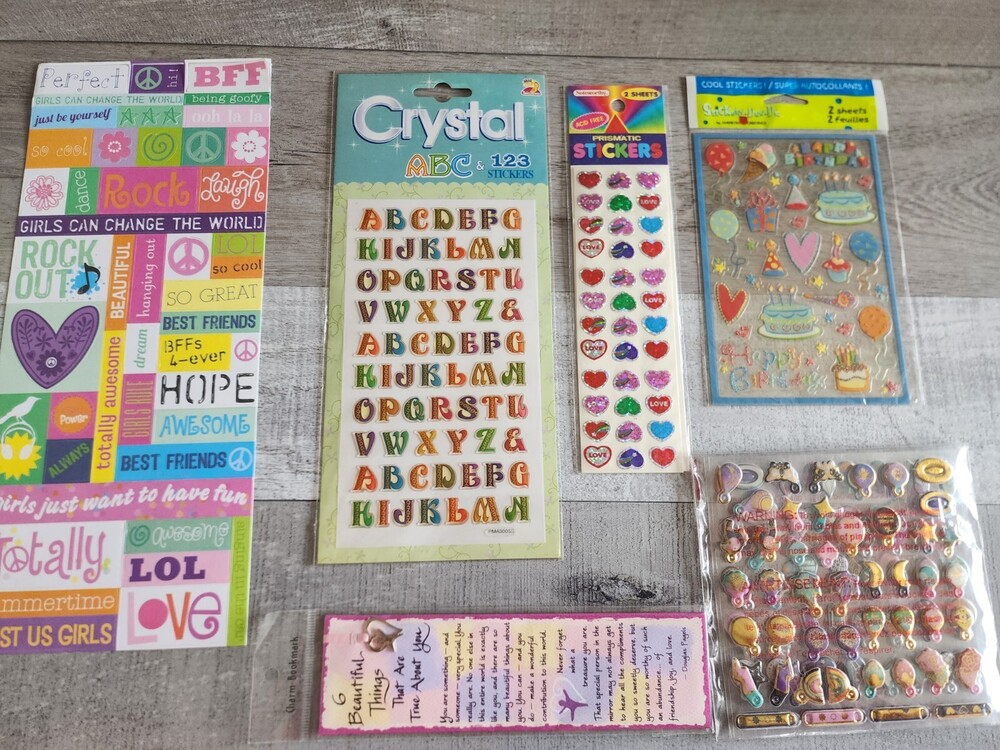 Scrapbook Stickers Lot Birthday Girl Hearts Letters Alphabet NEW #48